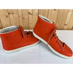 GUCCI MEN HIGH TOP ORANGE SNEAKERS- Size 9, fit like size 10